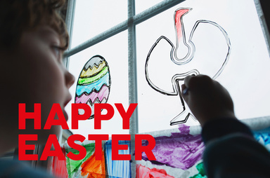 Gutscheinmotiv im Design Happy Easter Window